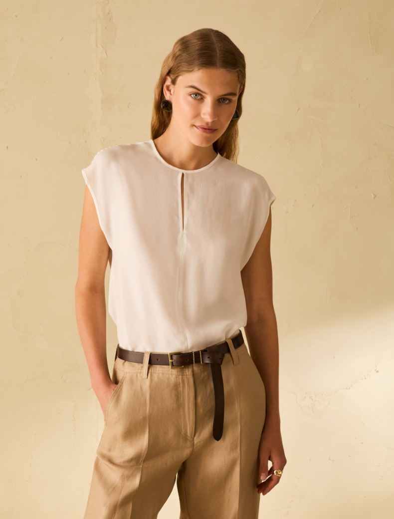 Flowing fabric blouse - WHITE - pennyblack