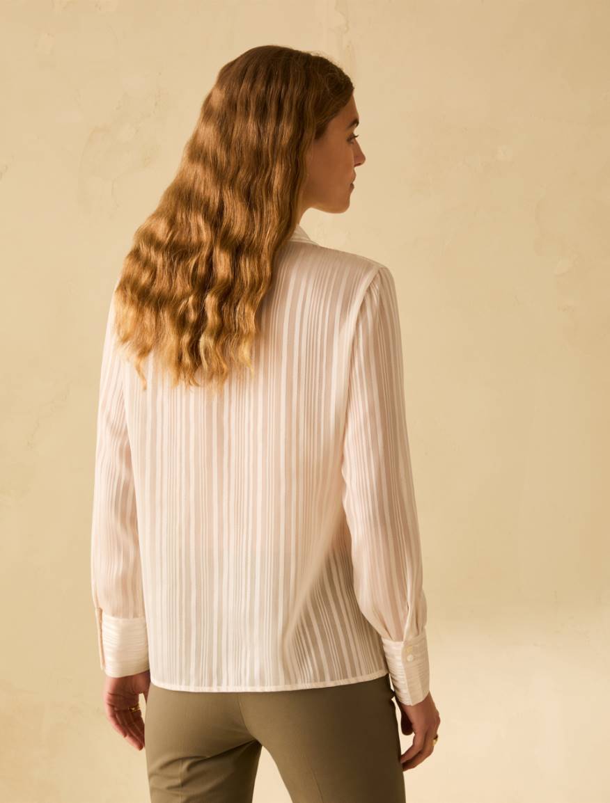 Stripe-textured shirt - WHITE - Pennyblack - 3