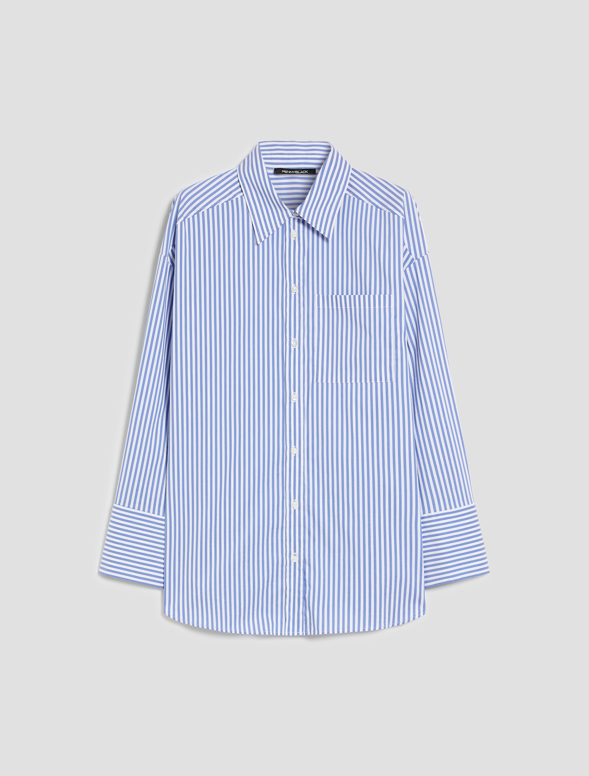 Oversized poplin shirt - CORNFLOWER BLUE - pennyblack