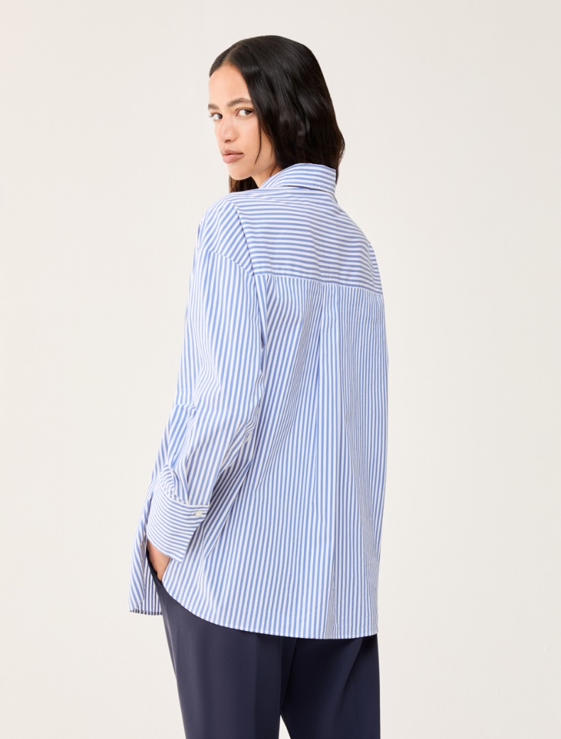 Oversized poplin shirt - CORNFLOWER BLUE - pennyblack