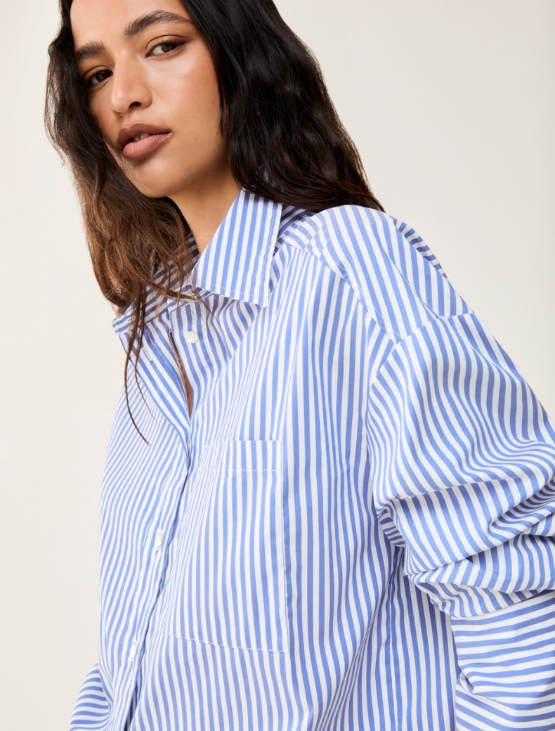 Oversized poplin shirt - CORNFLOWER BLUE - pennyblack