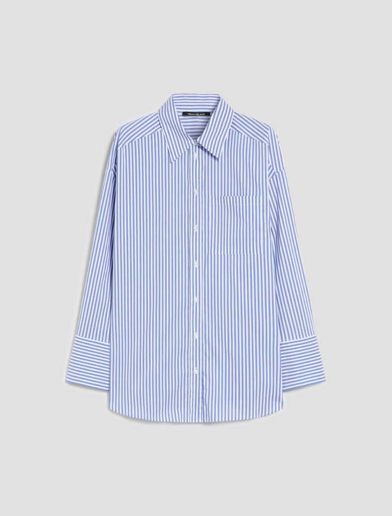Oversized poplin shirt - CORNFLOWER BLUE - pennyblack