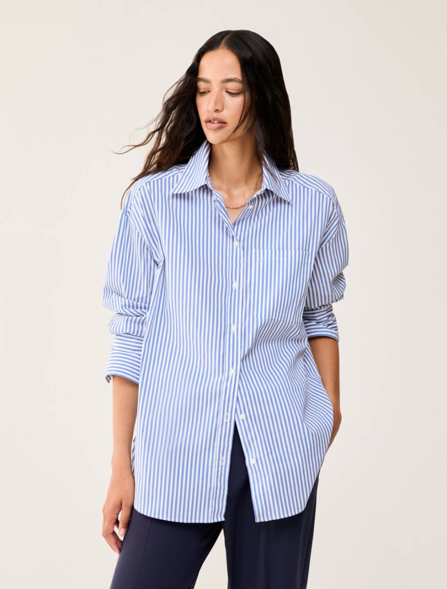 Oversized poplin shirt - CORNFLOWER BLUE - Pennyblack