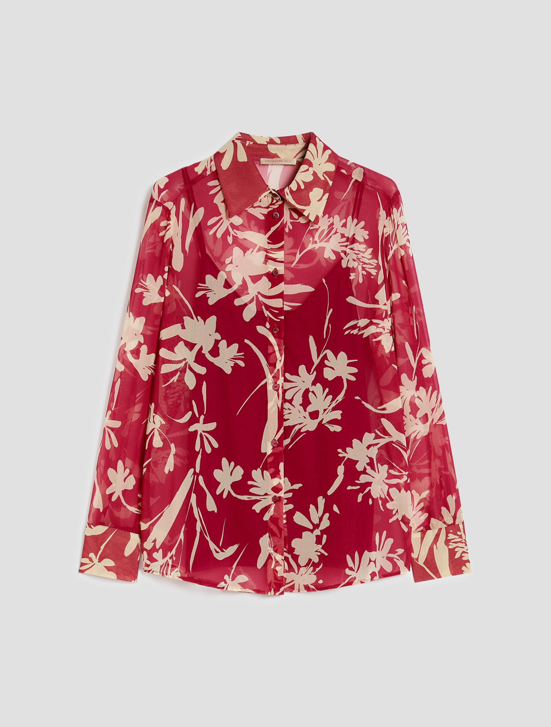 Shirt in floral georgette - FUCHSIA - pennyblack