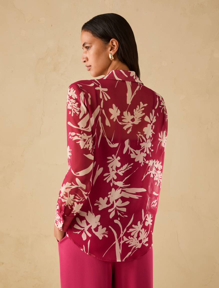 Shirt in floral georgette - FUCHSIA - Pennyblack - 3