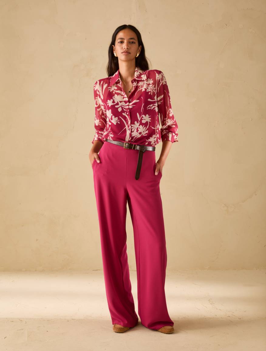 Shirt in floral georgette - FUCHSIA - Pennyblack - 5