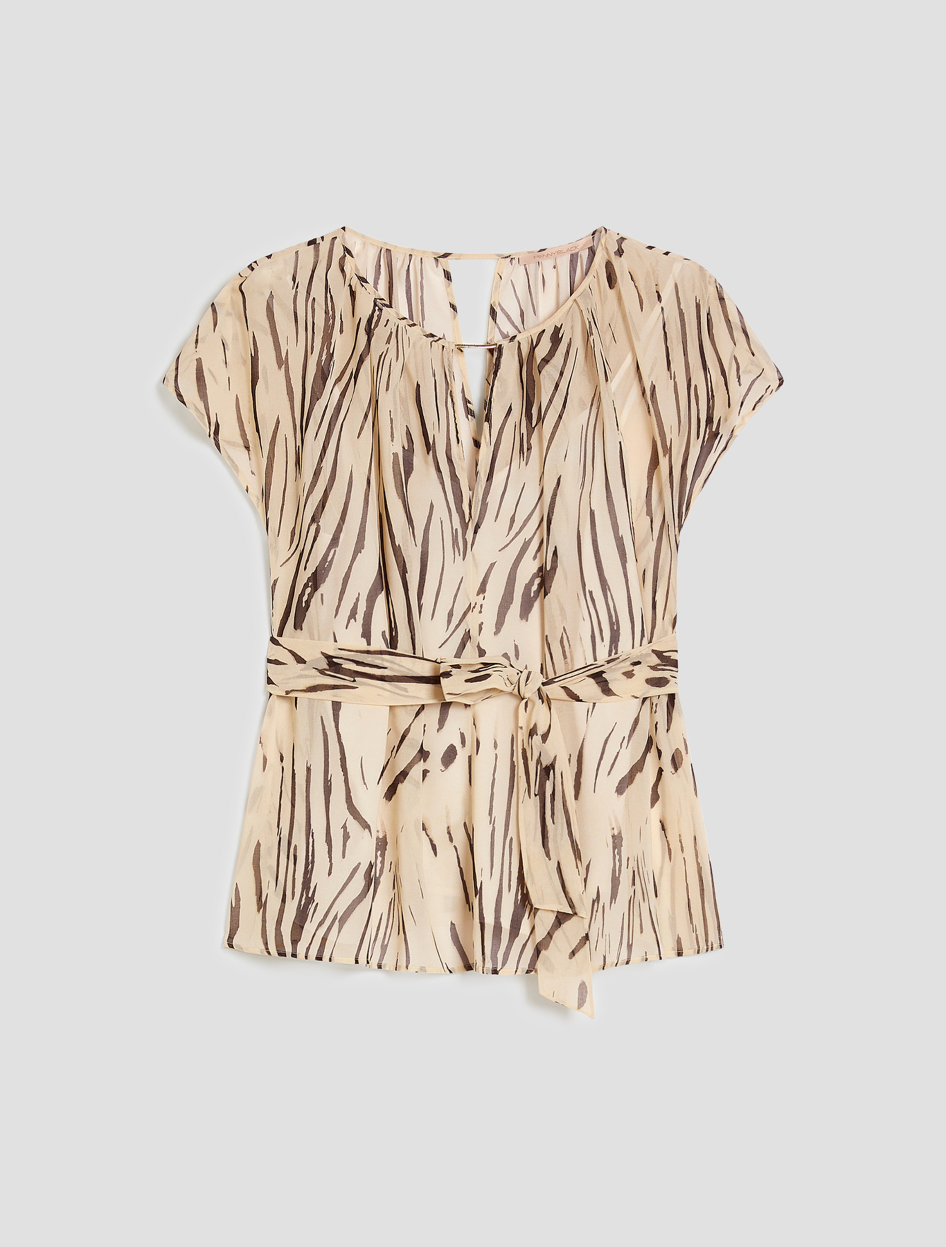Zebra-print georgette blouse - IVORY - pennyblack