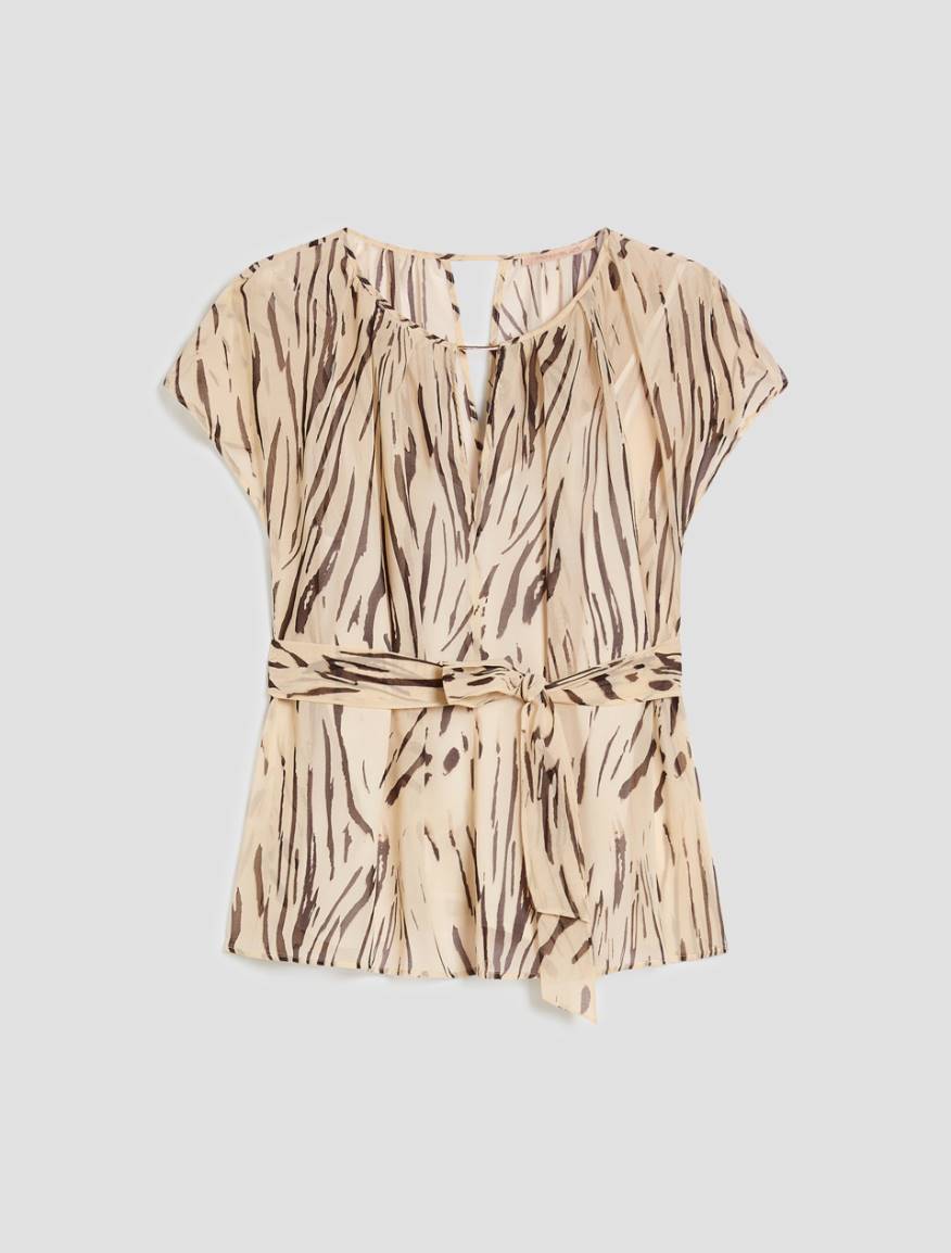 Zebra-print georgette blouse - IVORY - Pennyblack - 2