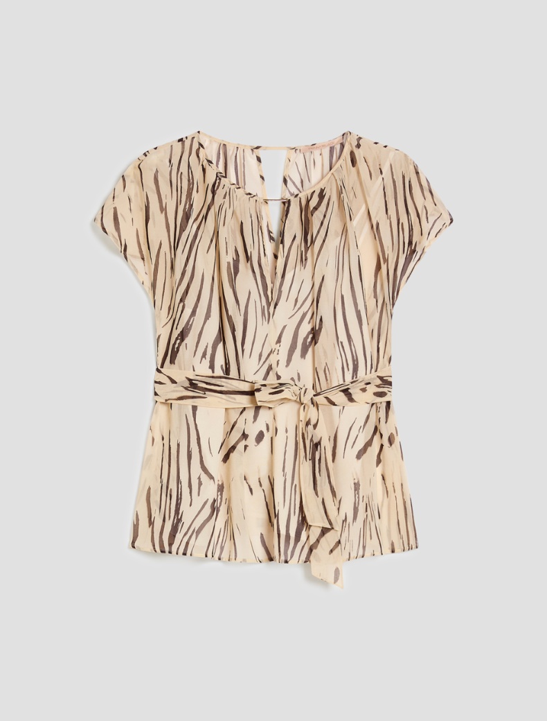 Zebra-print georgette blouse - IVORY - pennyblack