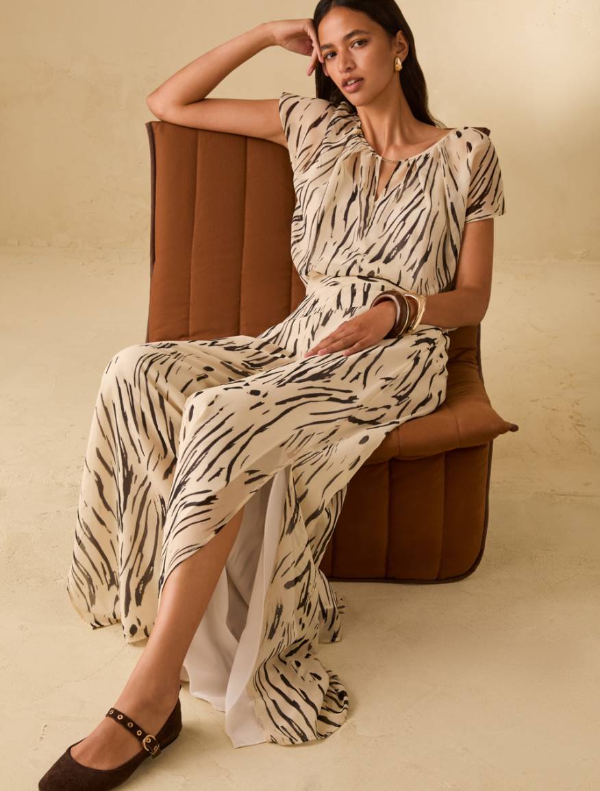 Zebra-print georgette blouse - IVORY - Pennyblack - 5