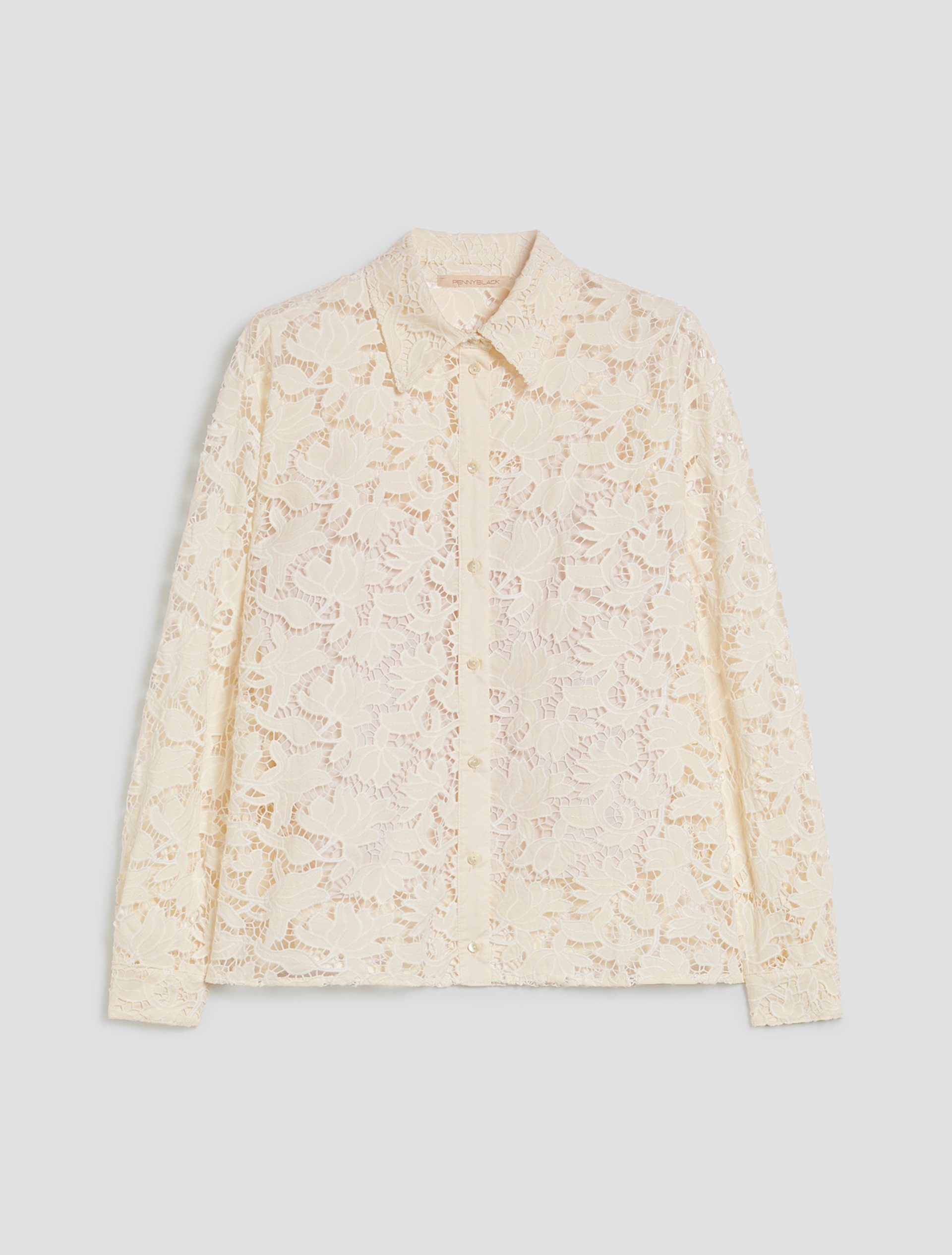 Cotton eyelet embroidery shirt - IVORY - pennyblack