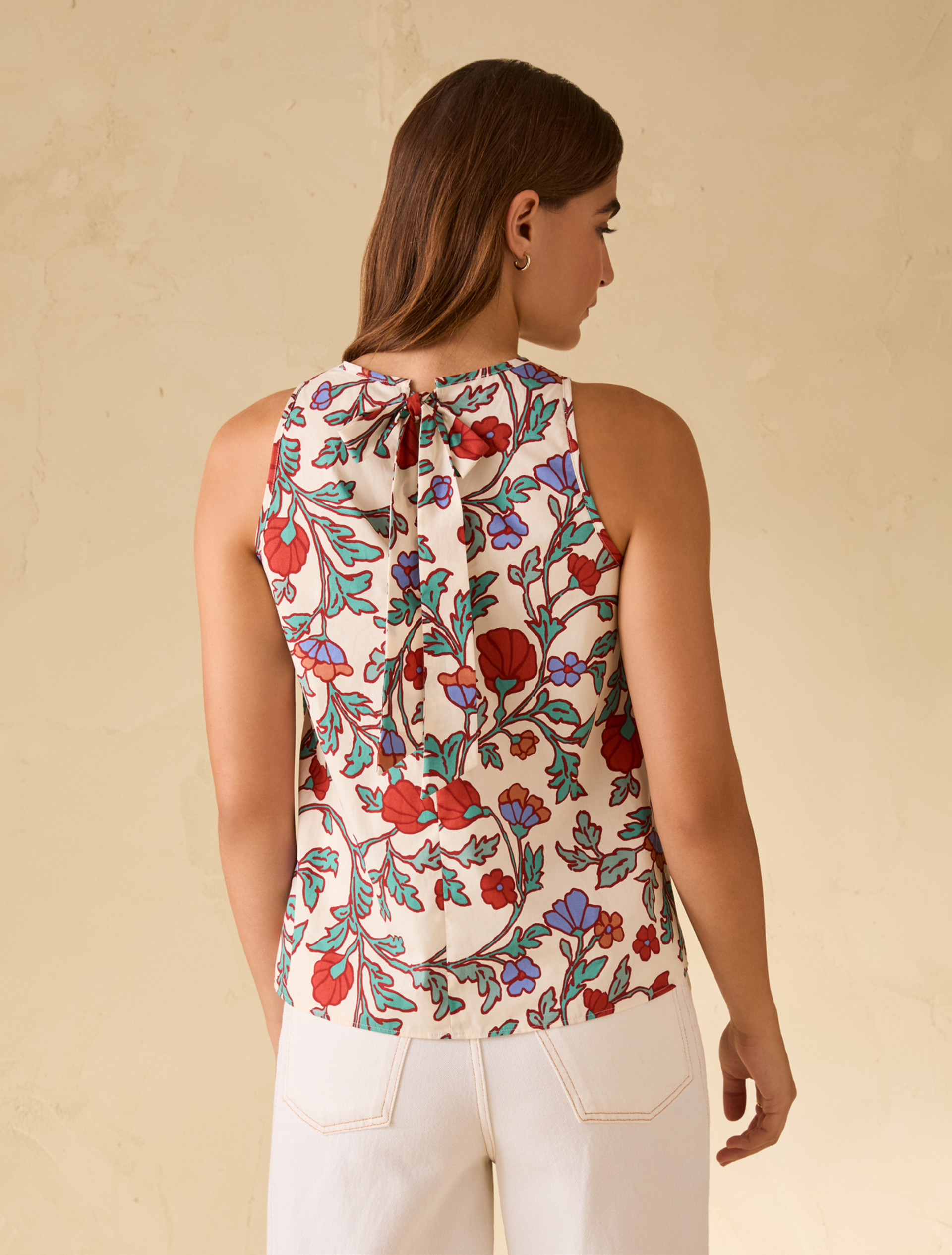 Floral poplin top - WHITE - pennyblack