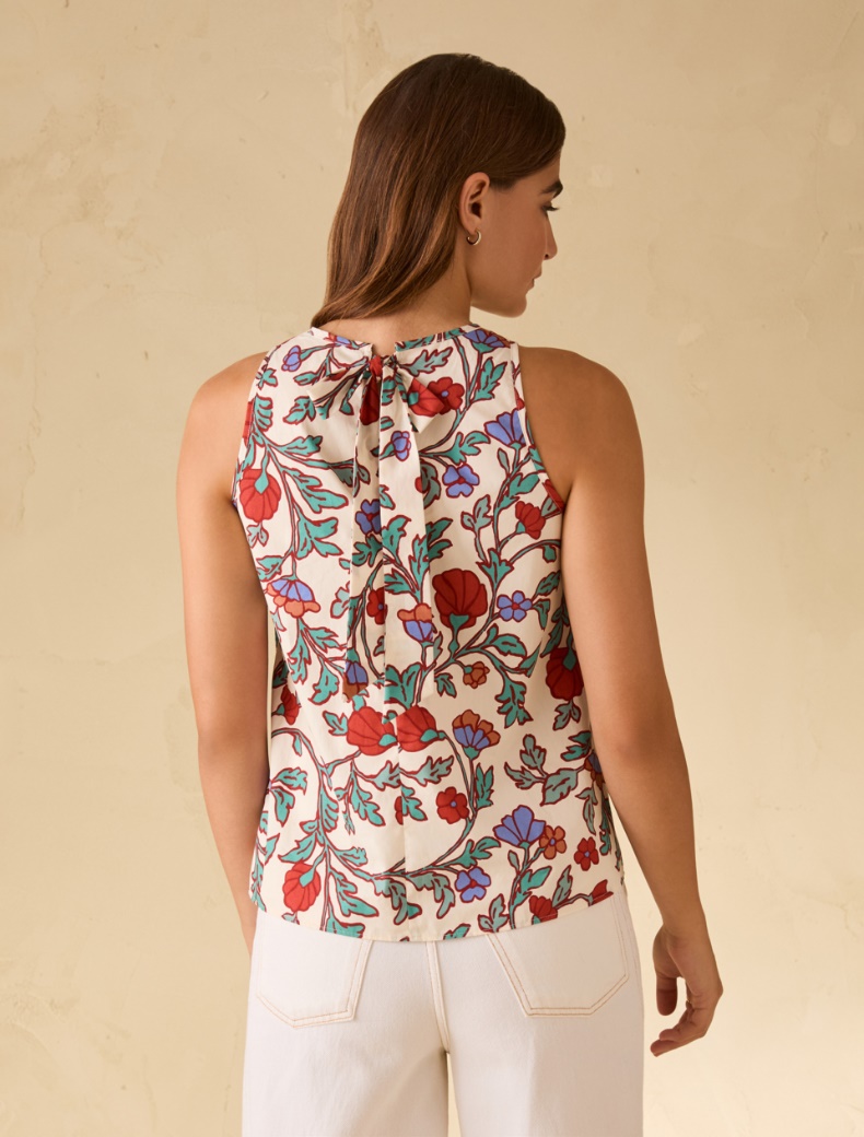 Floral poplin top - WHITE - pennyblack