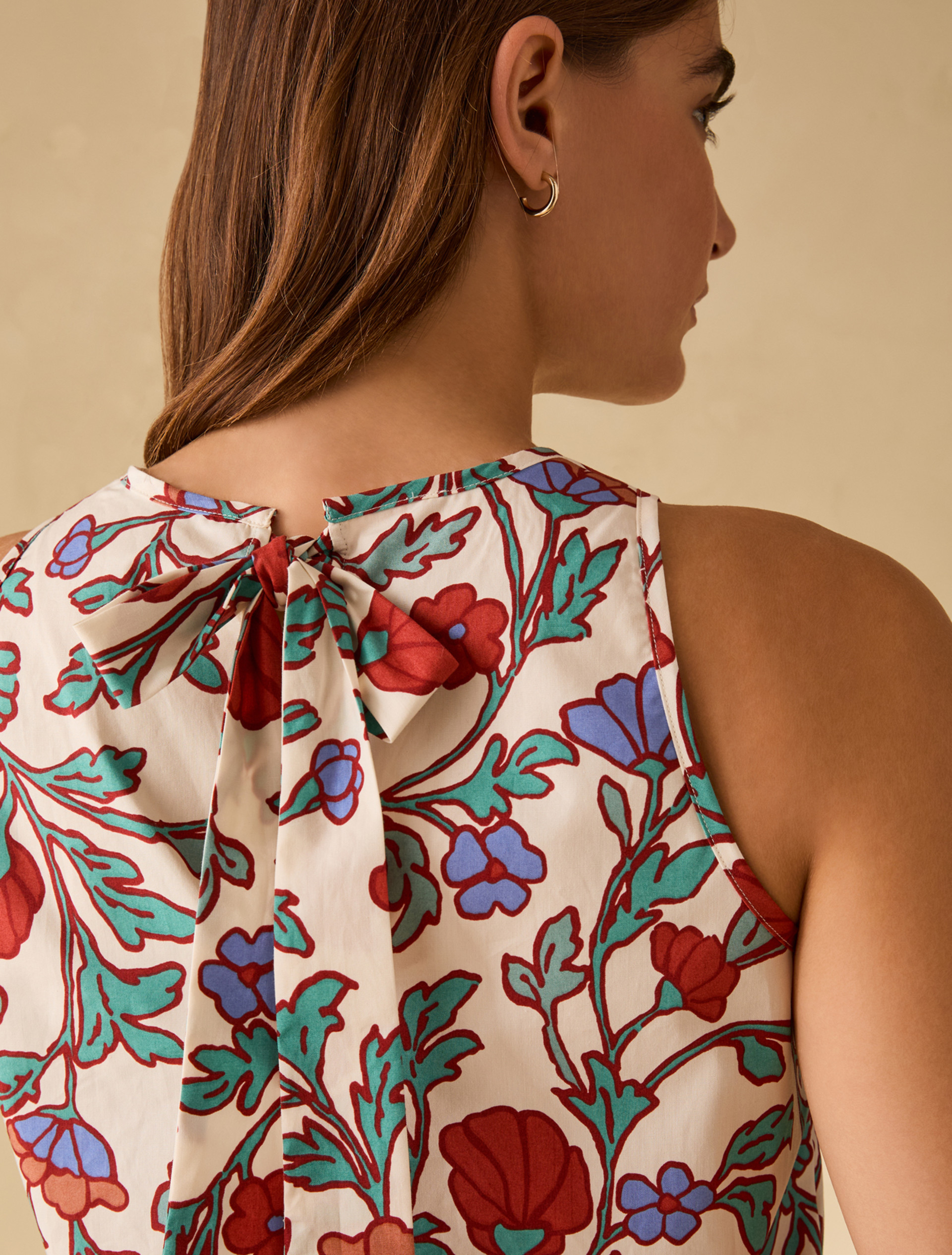 Floral poplin top - WHITE - pennyblack