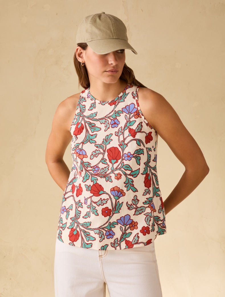 Floral poplin top - WHITE - pennyblack