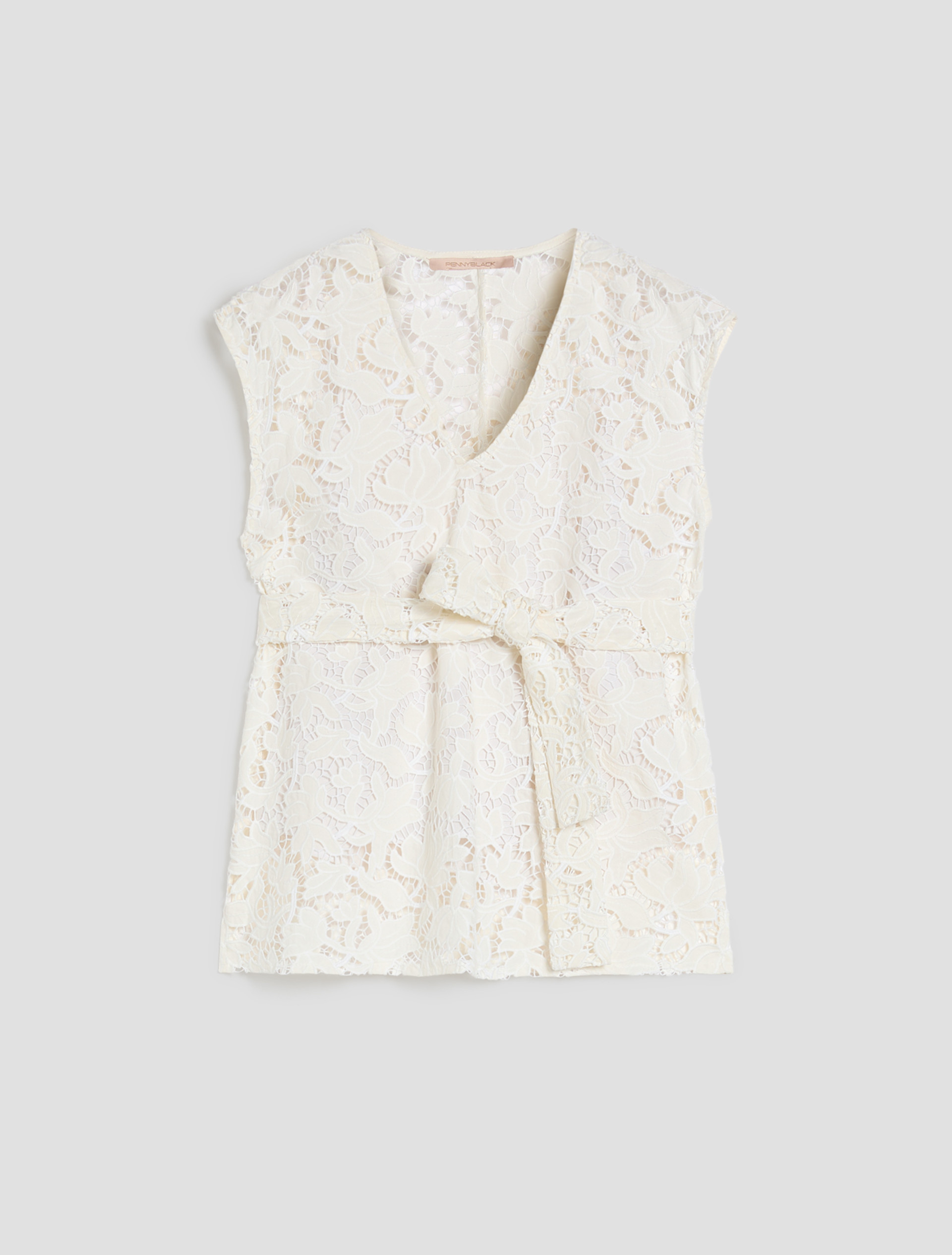 Broderie anglaise cotton blouse - IVORY - pennyblack