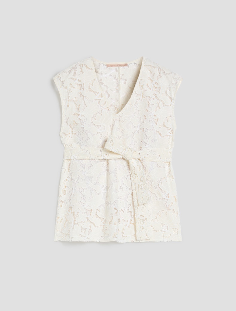 Broderie anglaise cotton blouse - IVORY - pennyblack
