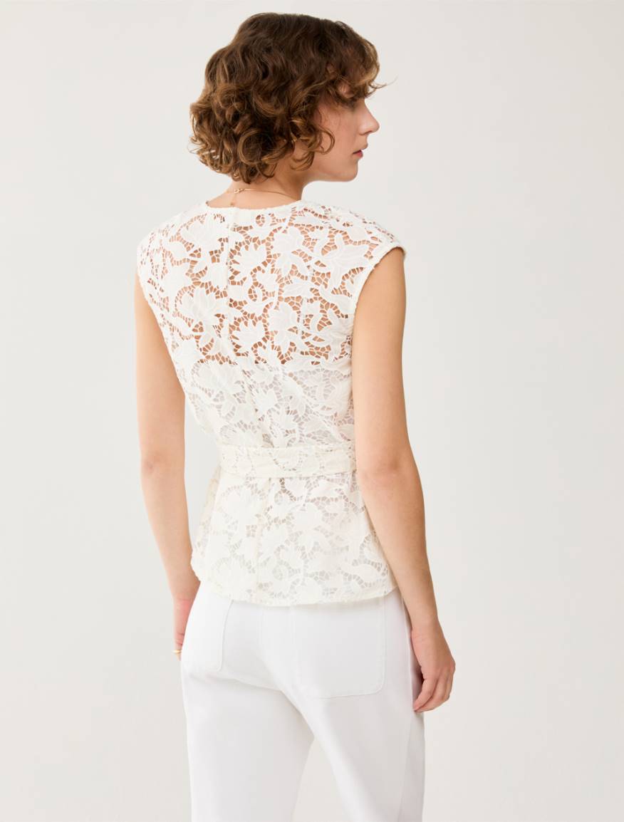 Broderie anglaise cotton blouse - IVORY - Pennyblack - 3