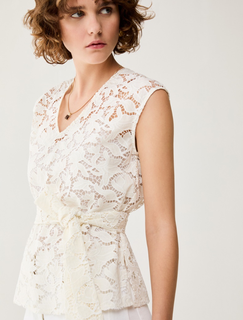 Broderie anglaise cotton blouse - IVORY - pennyblack