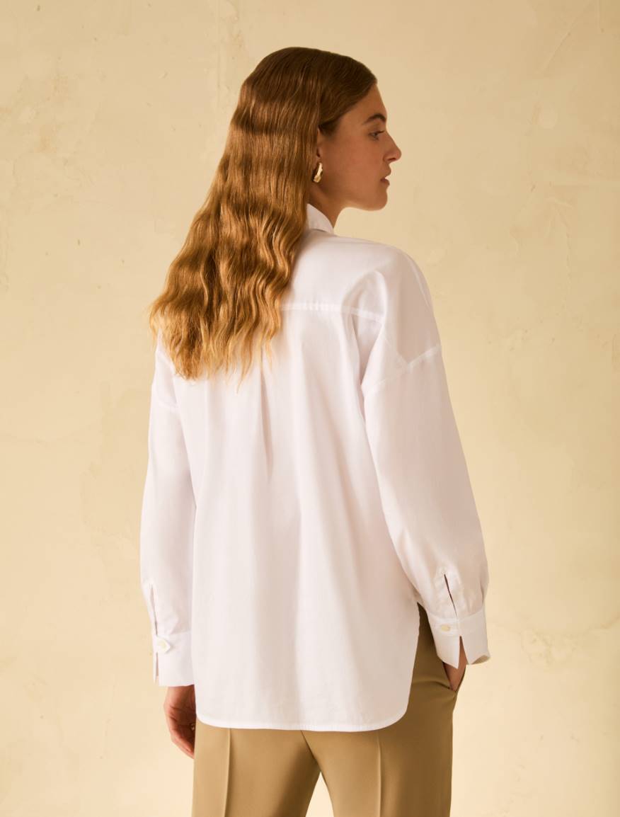 Loose-fitting poplin shirt - WHITE - Pennyblack - 3