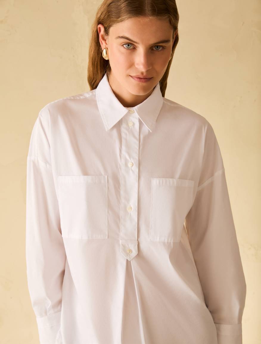 Loose-fitting poplin shirt - WHITE - Pennyblack - 4
