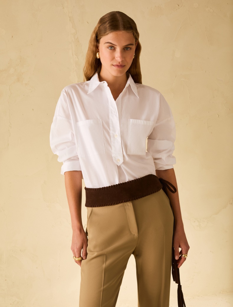Loose-fitting poplin shirt - WHITE - pennyblack