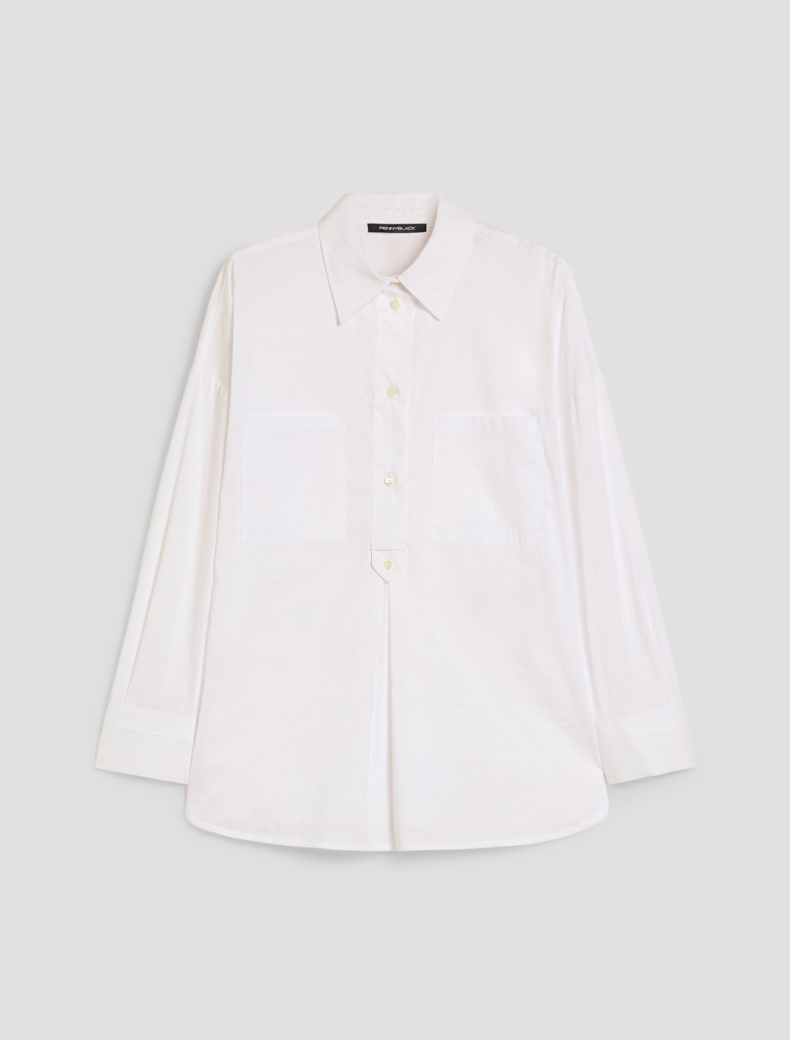 Loose-fitting poplin shirt - WHITE - pennyblack