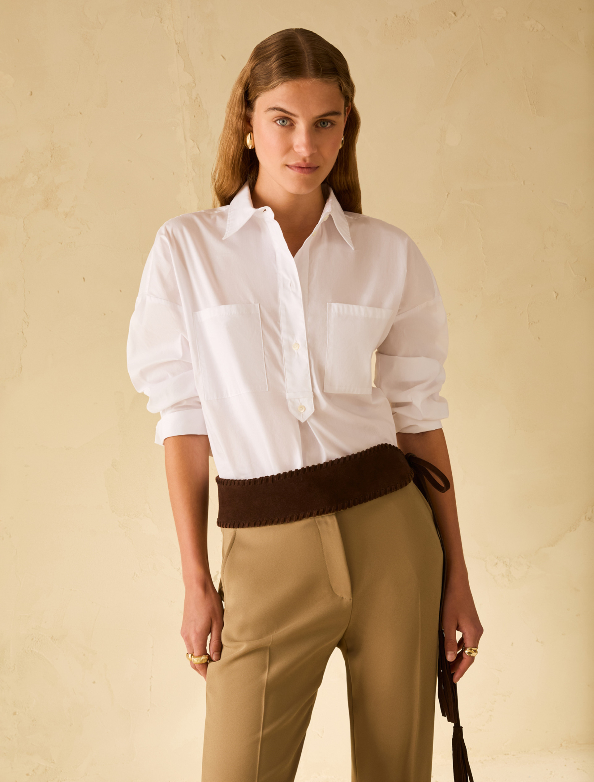 Loose-fitting poplin shirt - WHITE - pennyblack