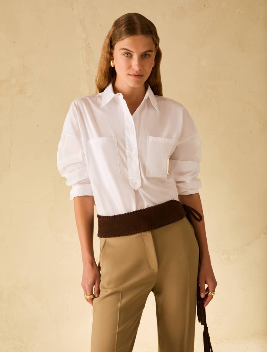 Loose-fitting poplin shirt - WHITE - Pennyblack
