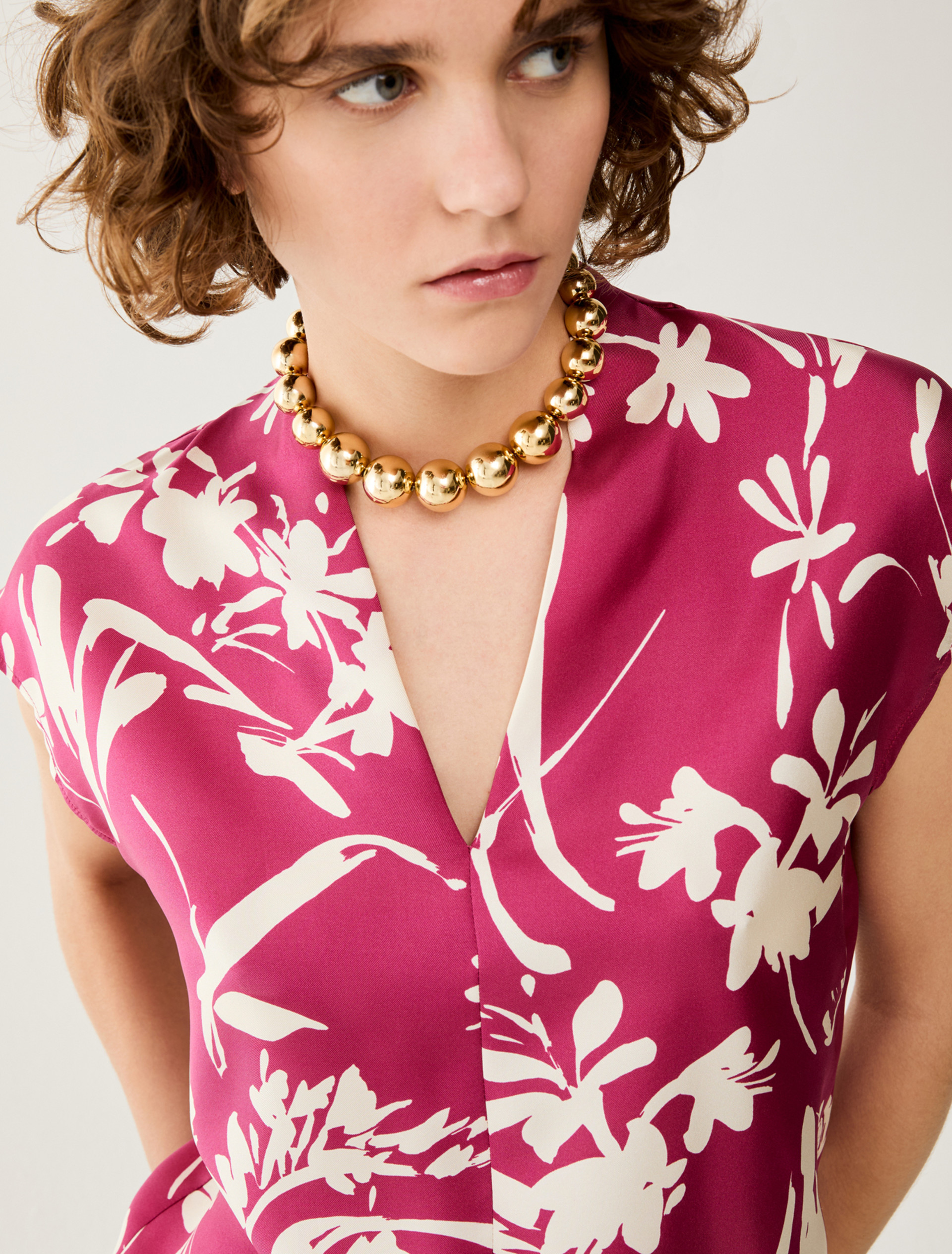 Silk twill blouse - FUCHSIA - pennyblack