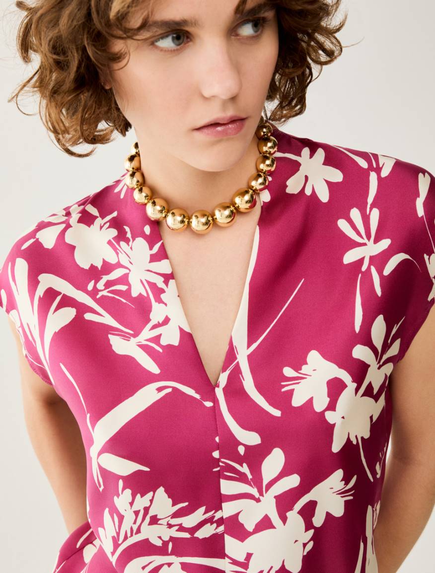 Silk twill blouse - FUCHSIA - Pennyblack - 4