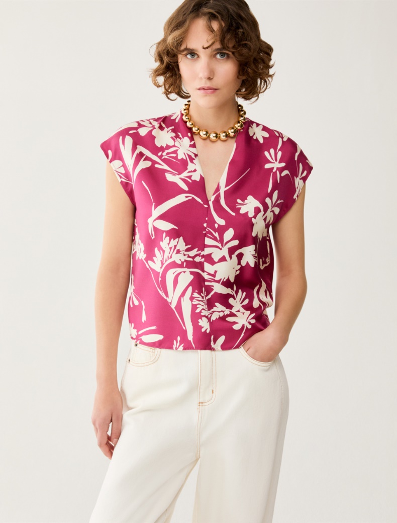Silk twill blouse - FUCHSIA - pennyblack