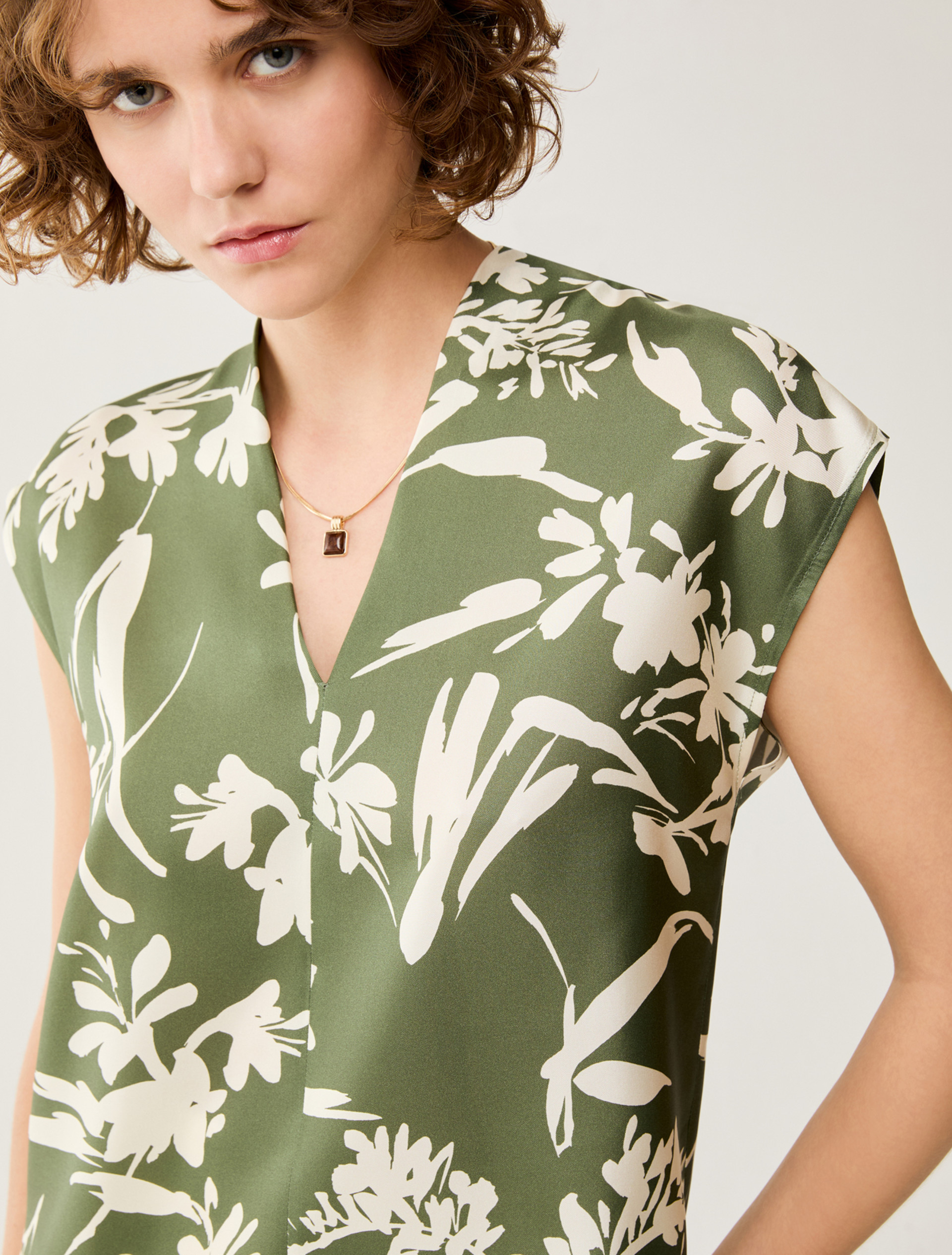 Silk twill blouse - GREEN - pennyblack