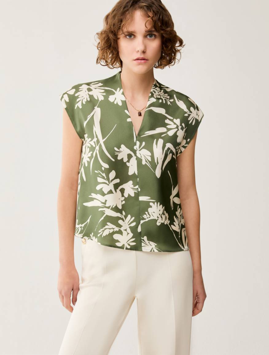 Silk twill blouse - GREEN - Pennyblack