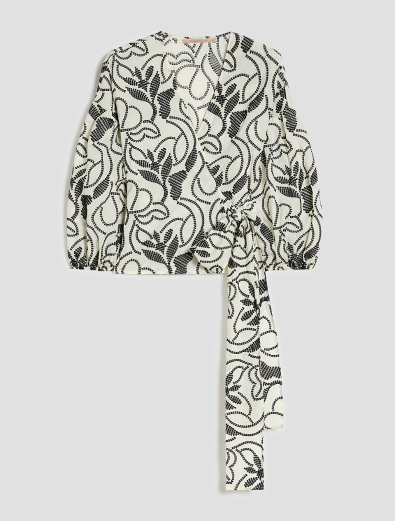 Blusa in mussola ricamata - AVORIO - pennyblack