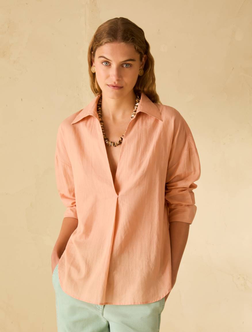 Cotton voile blouse - PEACH - Pennyblack
