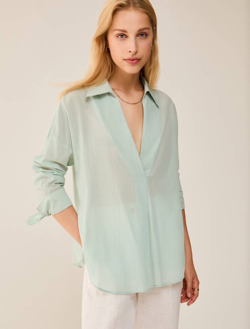 Cotton voile blouse - WATER GREEN - Pennyblack