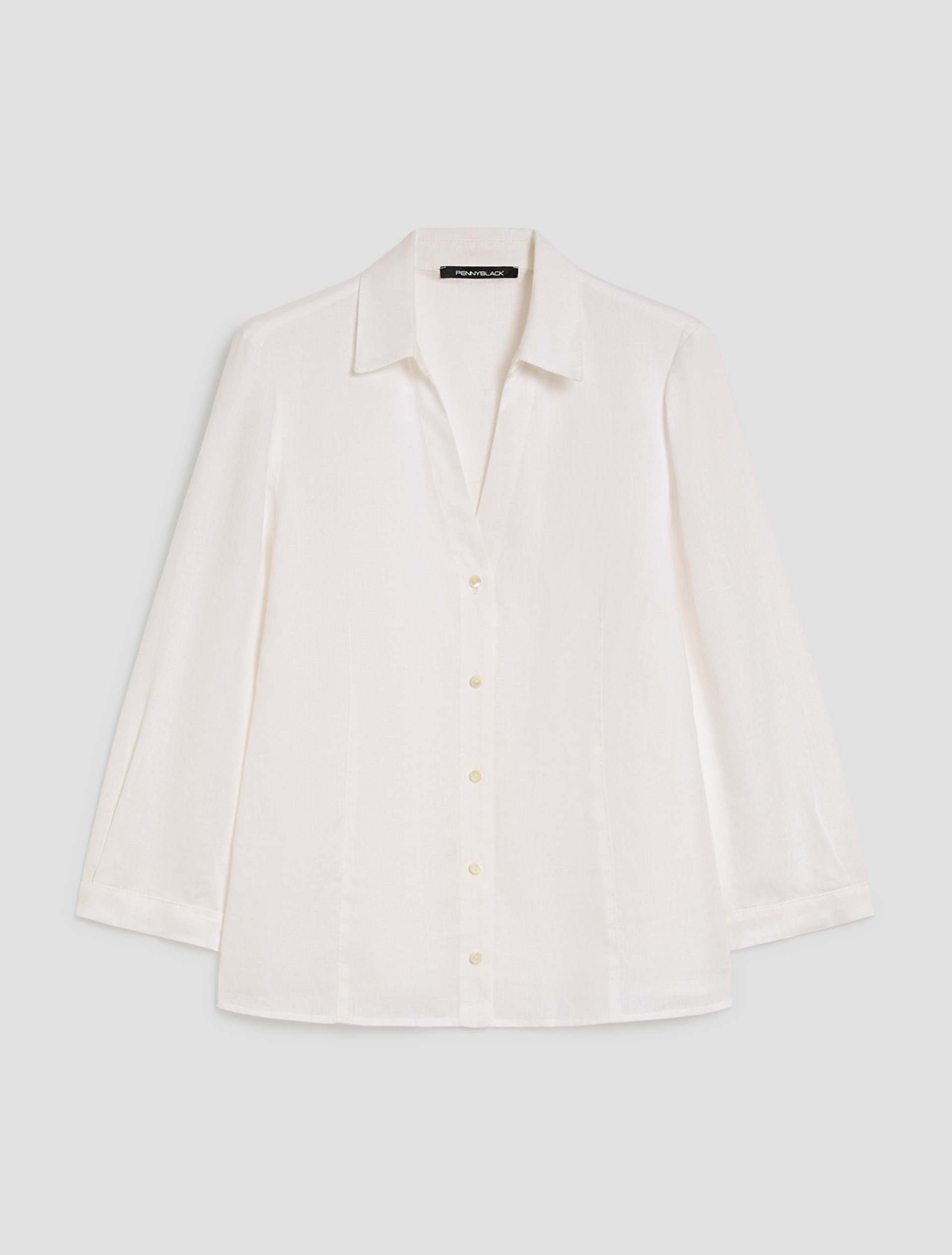 Pure linen slim-fit shirt - WHITE - pennyblack