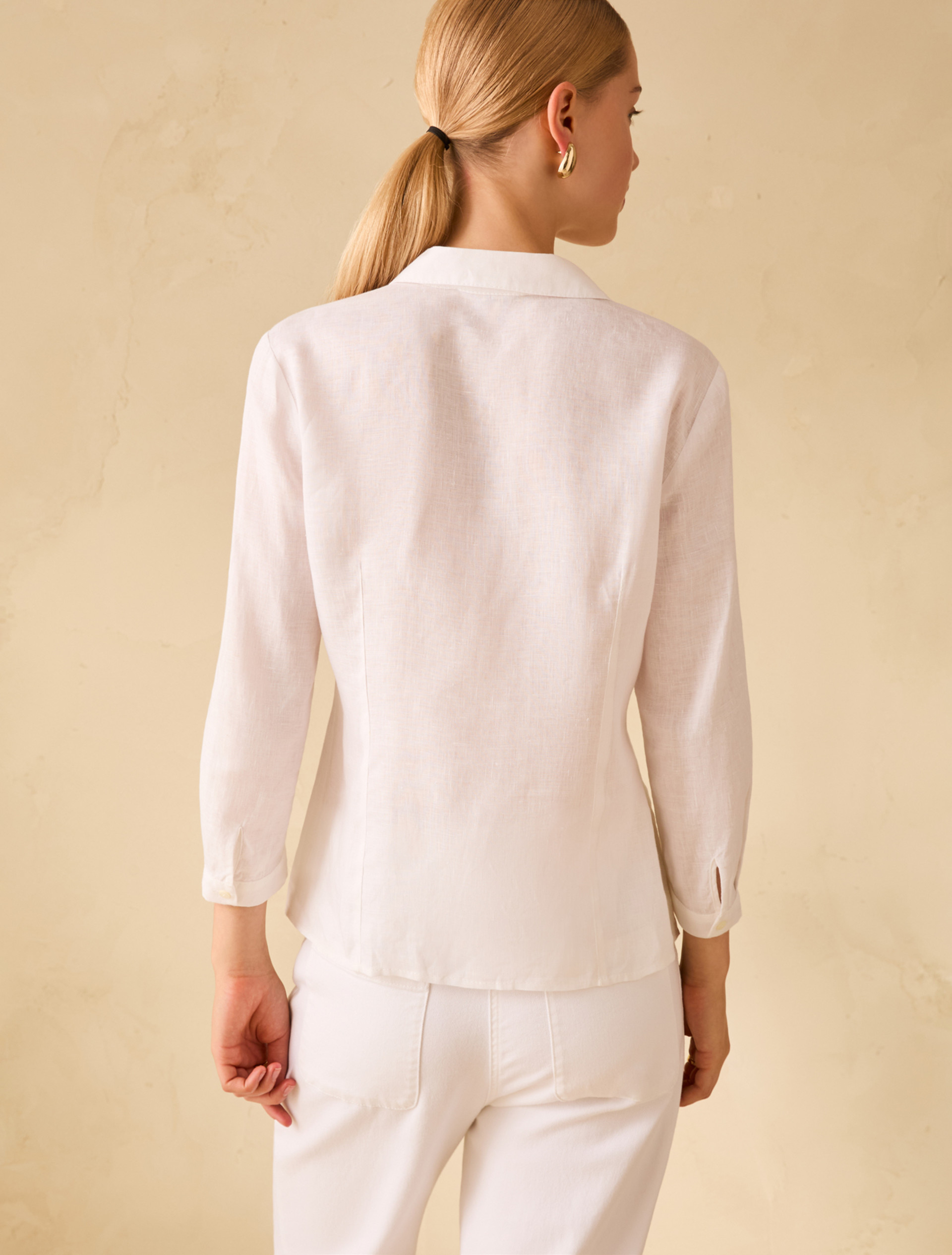 Pure linen slim-fit shirt - WHITE - pennyblack