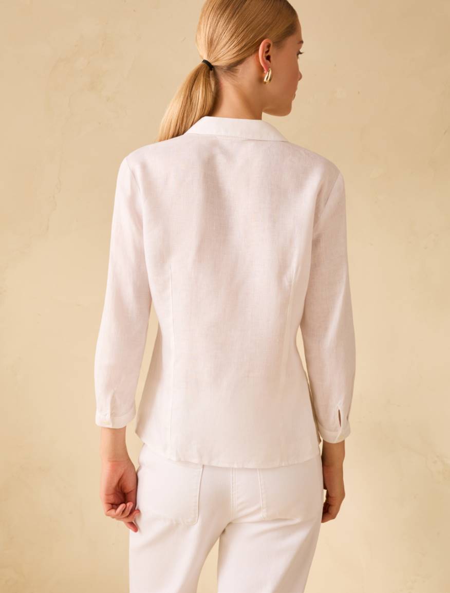 Pure linen slim-fit shirt - WHITE - Pennyblack - 3