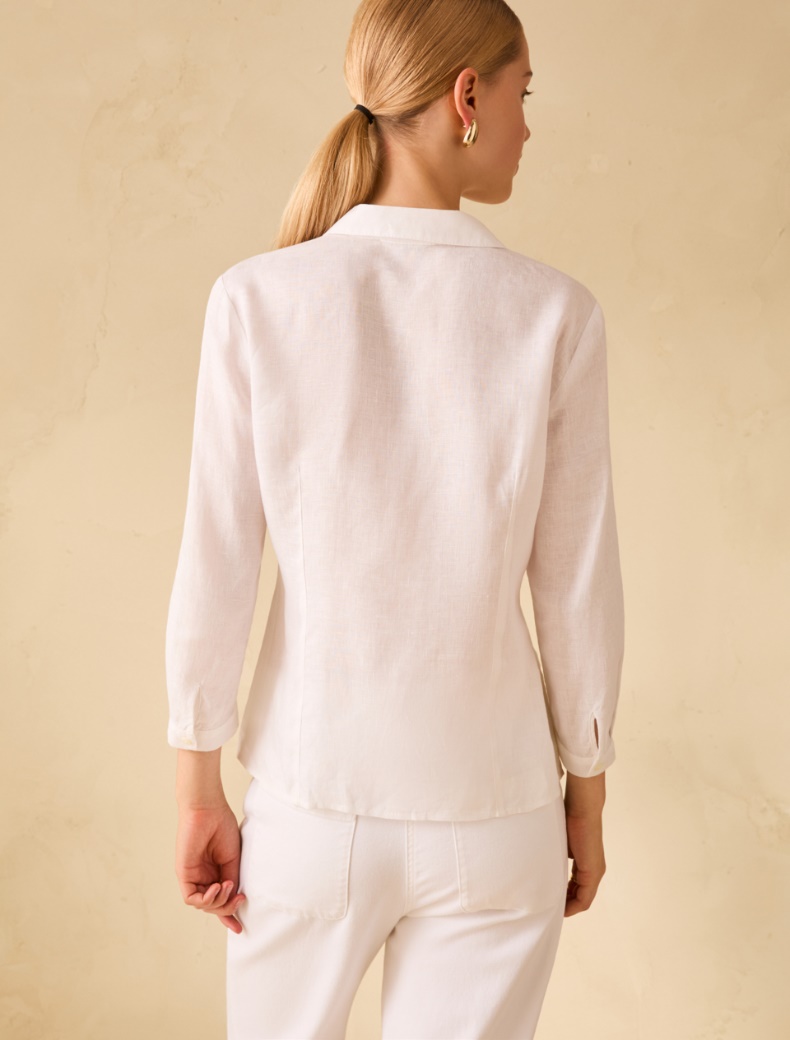 Pure linen slim-fit shirt - WHITE - pennyblack