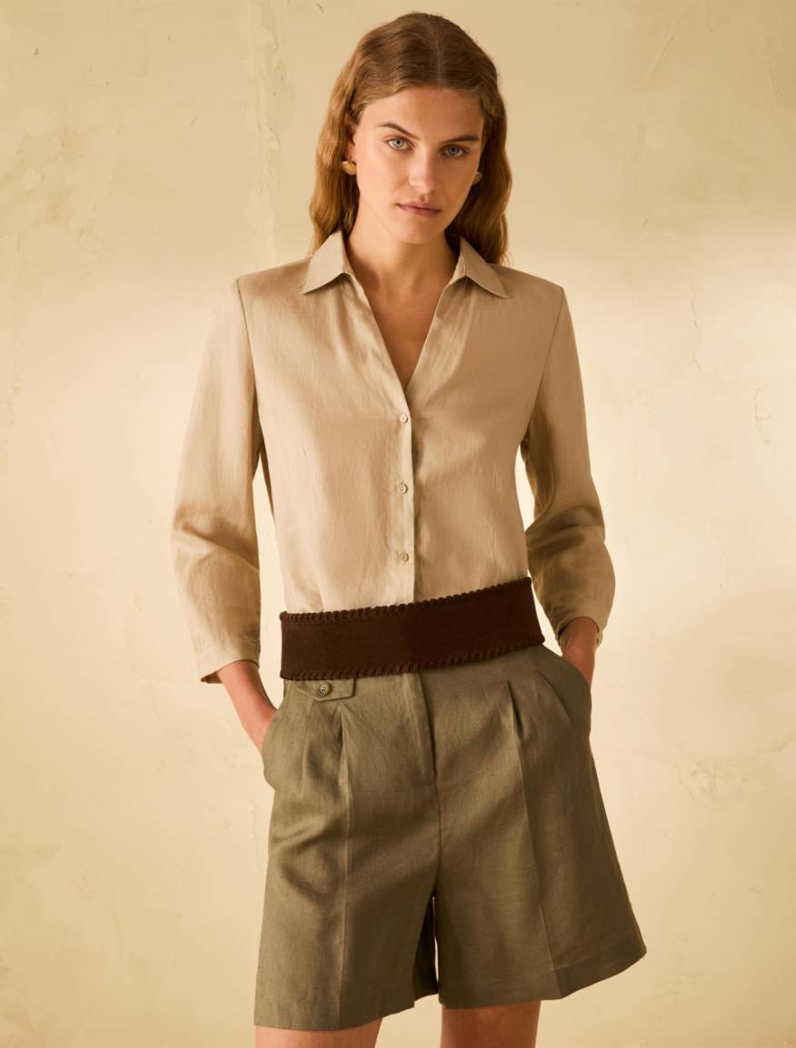 Pure linen slim-fit shirt - ROPE - Pennyblack
