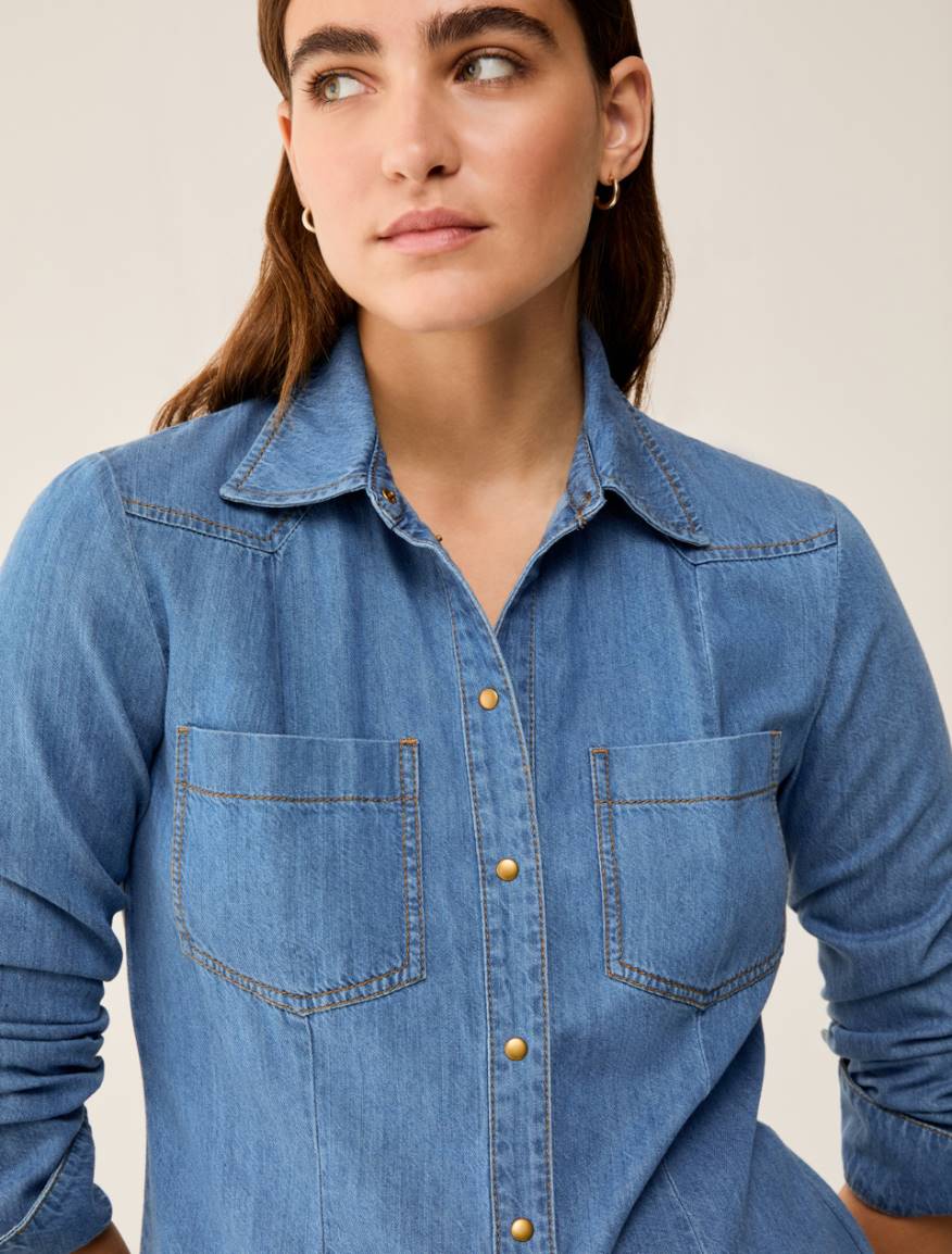 Lightweight denim shirt - NAVY - Pennyblack - 4
