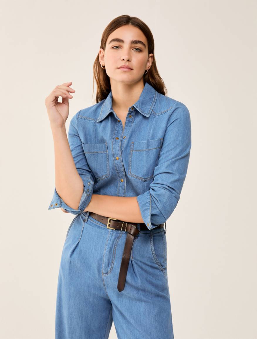 Lightweight denim shirt - NAVY - Pennyblack