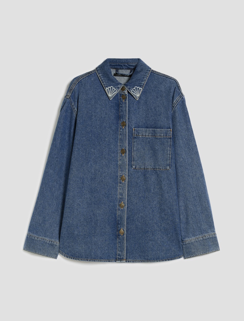 Denim shirt with embroidery - BLUE JEANS - pennyblack