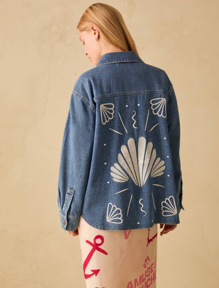 Denim shirt with embroidery - BLUE JEANS - Pennyblack - 3
