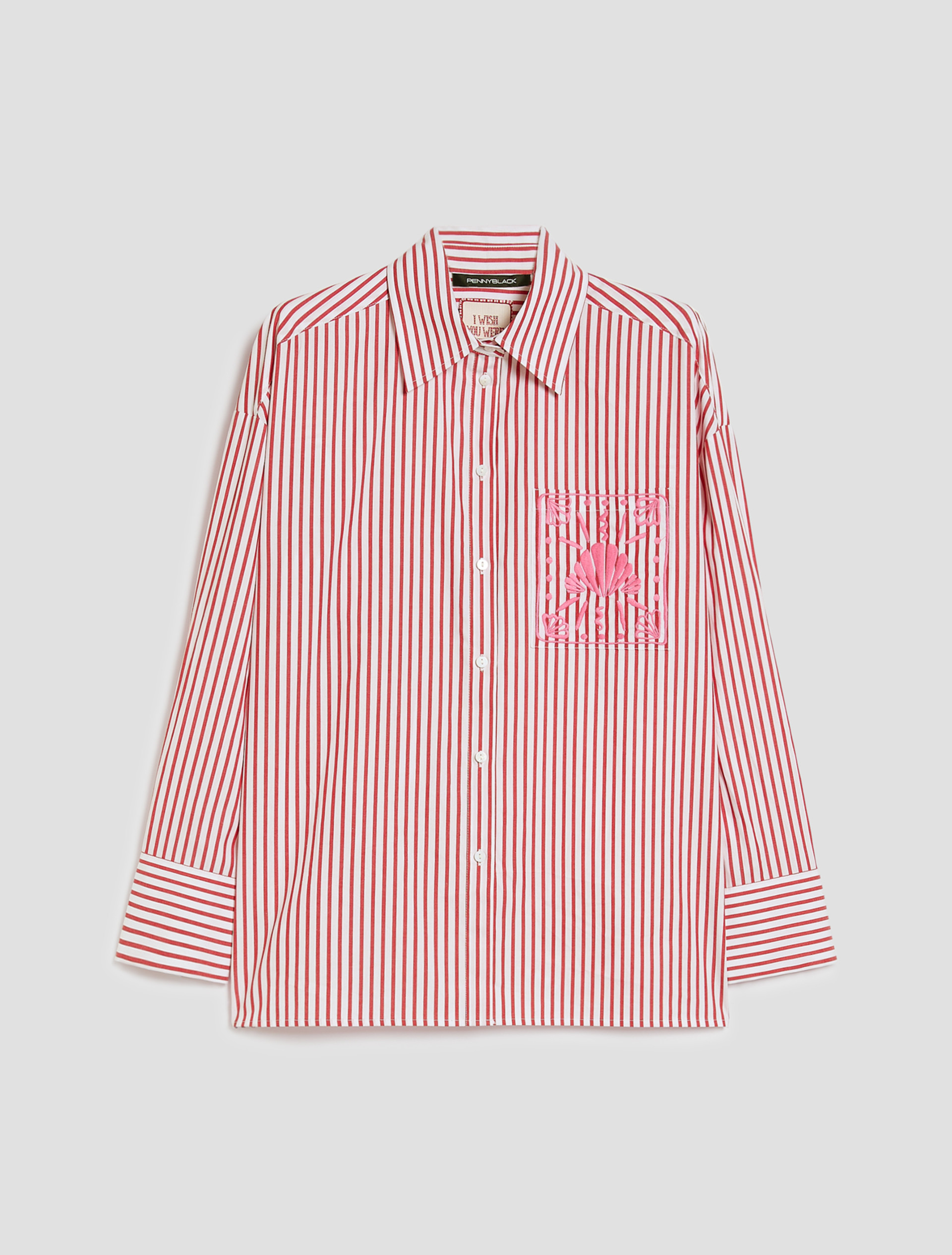 Poplin shirt with embroidery - WHITE - pennyblack