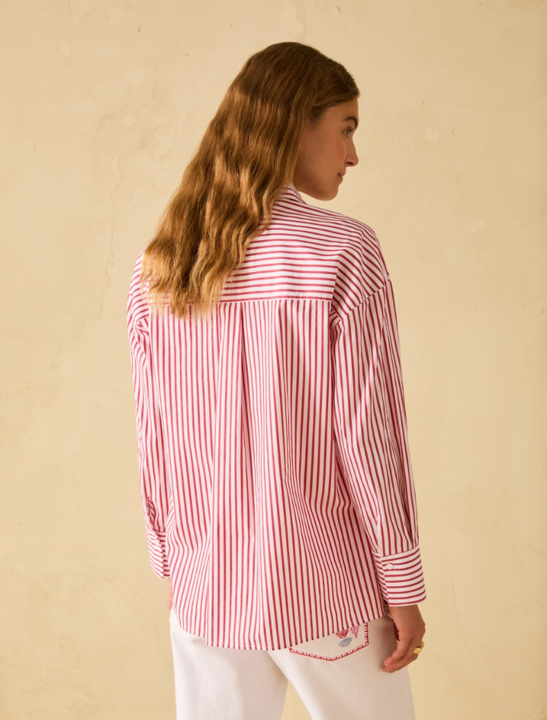 Poplin shirt with embroidery - WHITE - pennyblack