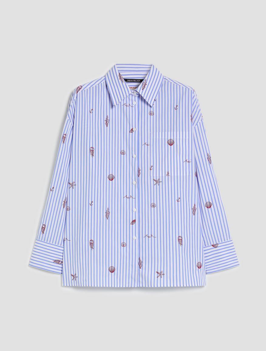 Poplin shirt with embroidery - LIGHT BLUE - Pennyblack - 2
