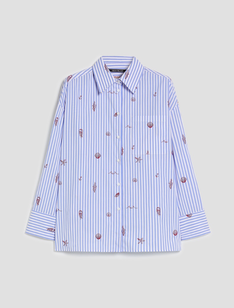 Poplin shirt with embroidery - LIGHT BLUE - pennyblack
